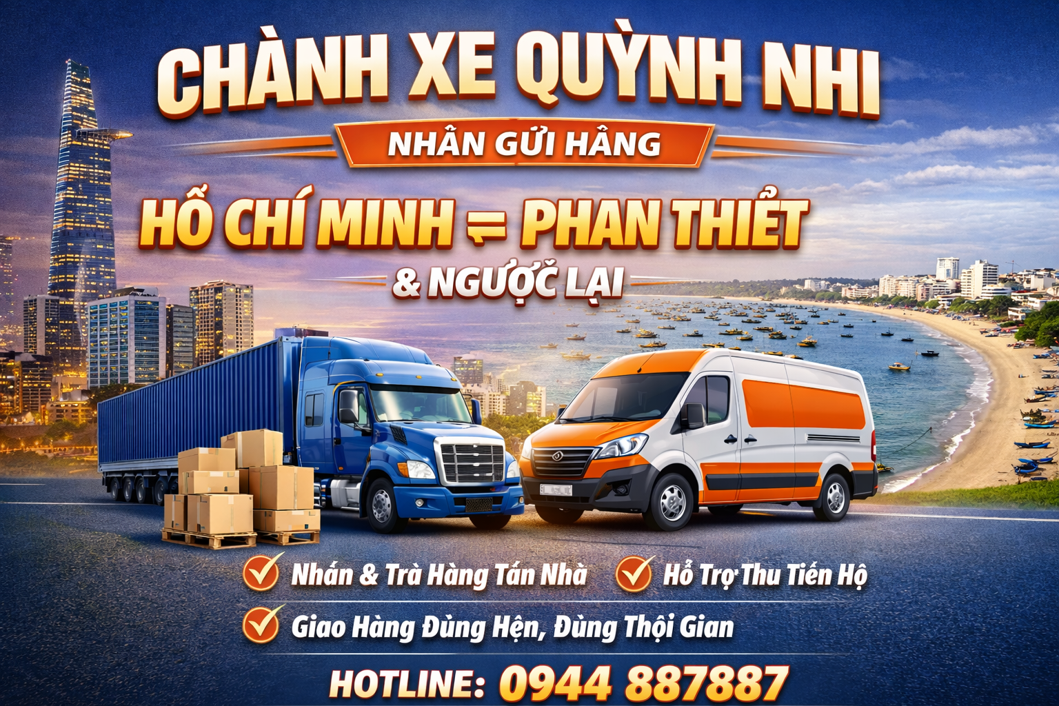 Gửi hàng Chành xe Hồ Chí Minh Phan Thiết chất lượng uy tín giá rẻ